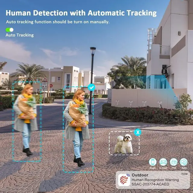 Alt view image 6 of 7 - Ctronics 5MP 30X Optical Zoom Metal Security Camera WiFi 2.4/5Ghz Outdoor with Auto Cruise & Zoom, Surveillance Cameras 492ft Night Vision,Human/Motion Detection,IP66