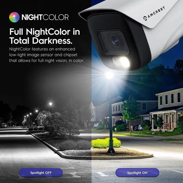 Alt view image 5 of 7 - Amcrest UltraHD 4K (8MP) IP PoE AI Camera, FOV 129°, 49ft Color Nightvision, Security Outdoor Bullet Camera, Human & Vehicle Detection, Active Deterrent, 4K @15fps, IP8M-2796EW-AI (White)
