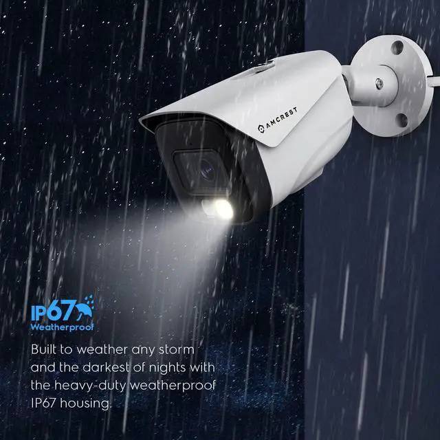 Alt view image 7 of 7 - Amcrest UltraHD 4K (8MP) IP PoE AI Camera, FOV 129°, 49ft Color Nightvision, Security Outdoor Bullet Camera, Human & Vehicle Detection, Active Deterrent, 4K @15fps, IP8M-2796EW-AI (White)