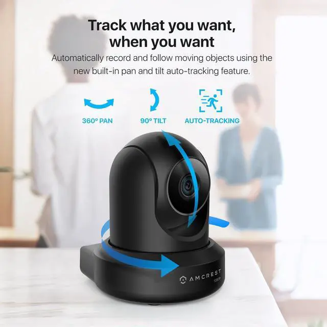Alt view image 3 of 7 - Amcrest 2-Pack 1080p WiFi Camera Indoor, 2MP Pan/Tilt Home Security Camera, Auto-Tracking, Motion & Audio Detection, Enhanced Browser Compatibility, H.265, Two-Way Talk 2PACK-IP2M-841B-V3 (Black)