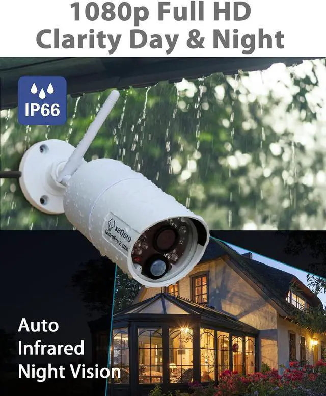 Alt view image 5 of 7 - seQuro GuardPro 2 Wireless Security Camera System, 10.1-inch Touchscreen Monitor, 4CH DVR Kit, 1080p HD Outdoor Bullet Camera, Motion Detection, Night Vision, Waterproof, Free App, Home Security DVR