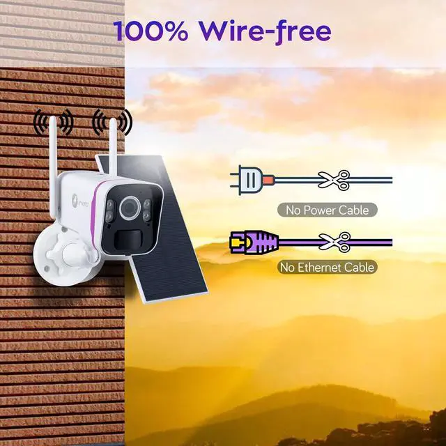 Alt view image 2 of 7 - xmartO Solar Powered Wire-Free 4MP Home Solar Security Camera Wireless System with Screen(All-Weather Solar Charge, AI Motion Detection,Spot Light and Siren,SD & Cloud Storage