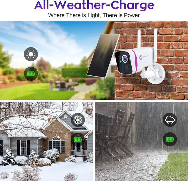 Alt view image 3 of 7 - xmartO Solar Powered Wire-Free 4MP Home Solar Security Camera Wireless System with Screen(All-Weather Solar Charge, AI Motion Detection,Spot Light and Siren,SD & Cloud Storage