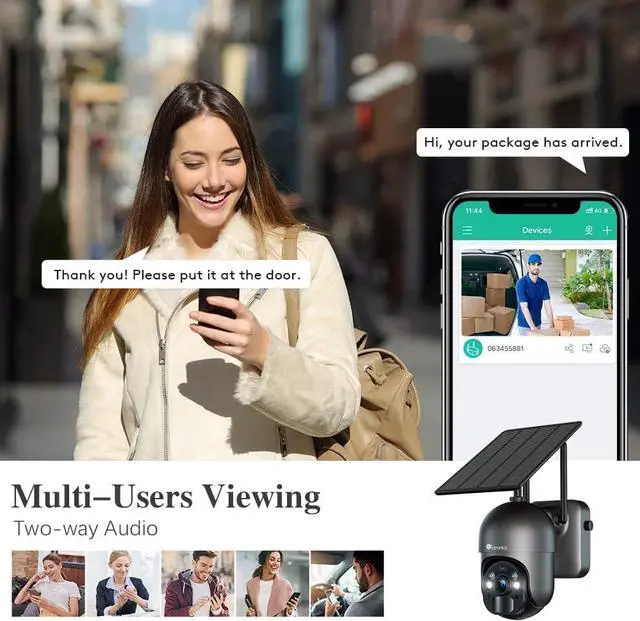 Alt view image 7 of 7 - Ctronics 2.5K 4MP Security Camera Wireless Outdoor, WiFi Solar Security Camera Battery Powered, 360° PTZ, Color Night Vision 2560 * 1440P, PIR Human Detection, 2-Way Audio, IP66