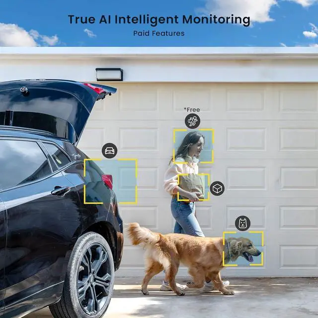 Alt view image 4 of 7 - ieGeek 5MP Security Cameras Wireless Outside, Solar Camera Outdoor Wireless WiFi 360° PTZ Battery Powered with Spotlight & Siren/Motion Detection/Color Night Vision/2-Way Audio/IP65, Works with Alexa