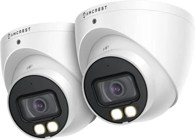 Main image of Amcrest 2-Pack Night Color Turret Analog Camera w/ 131ft Full Color Nightvision, Security Camera Outdoor for CCTV DVR, Built-in Microphone, 112° FOV, 5MP@25fps AT5N28-W