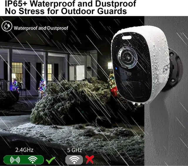 Alt view image 6 of 6 - DCT Security Cameras Wireless Outdoor Magnetic: Battery Powered WiFi Camera 2K Color Night Vision Home Cameras Outside Motion Detection Two-Way Audio Spotlight Siren Alarm SD/Cloud Storage