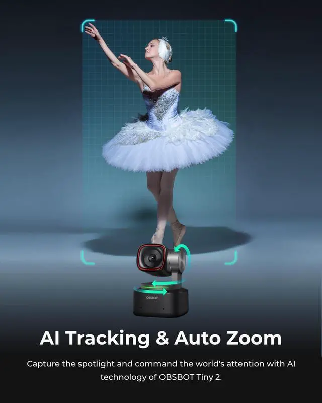 Alt view image 3 of 7 - Tiny 2 Webcam 4K Voice Control PTZ, AI Tracking Multi-Mode & Auto Focus, Web Camera with 1/1.5" Sensor, Gesture Control, 60 FPS, HDR Light Correction, Webcam for PC, Streaming, Meeting, etc.