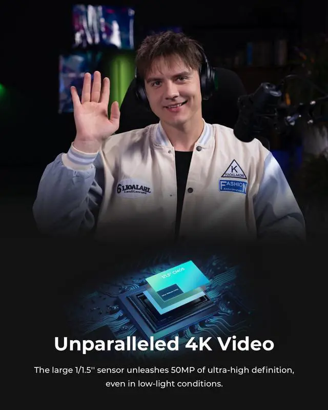 Alt view image 4 of 7 - Tiny 2 Webcam 4K Voice Control PTZ, AI Tracking Multi-Mode & Auto Focus, Web Camera with 1/1.5" Sensor, Gesture Control, 60 FPS, HDR Light Correction, Webcam for PC, Streaming, Meeting, etc.