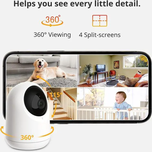 Alt view image 2 of 7 - SwitchBot Baby Monitor with Camera, Audio Two-Way Talk, Pan/Tilt Cam 2K Ultra HD for Home Security, Indoor Camera WiFi 2.4G Works with Alexa & Google Home, Night Vision, Motion Tracking, Privacy Mode