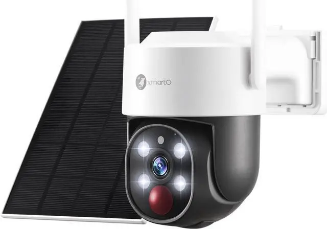 Main image of XMARTO 4MP QHD Solar-Powered Wire-Free Home Security Camera PTZ Wireless Outdoor (Eternal Solar Power, AI Motion Detection,Spot Lights and Siren,SD & Cloud Storage, Pan Tilt Zoom)