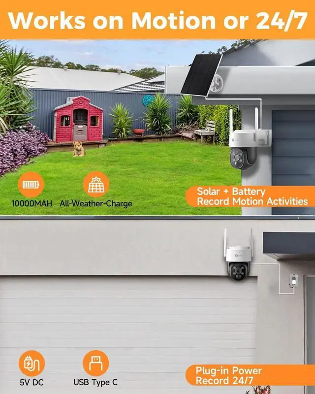 Alt view image 5 of 7 - XMARTO 100% Wire-Free Solar PTZ Home Security Camera System Wireless, 4-Set 2K 4MP PTZ CCTV Camera Kit with 4K 10CH Expandable WiFi NVR + 2PCS 4MP Solar Battery WiF Cameras