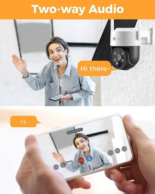 Alt view image 7 of 7 - XMARTO 4MP QHD Solar-Powered Wire-Free Home Security Camera PTZ Wireless Outdoor (Eternal Solar Power, AI Motion Detection,Spot Lights and Siren,SD & Cloud Storage, Pan Tilt Zoom)