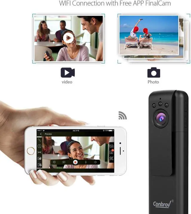 Alt view image 3 of 4 - Wifi Wireless Pen Camera 1080P HD Nanny Cam with Night Vision,Portable Body Cam Recorder with Real-time Live Stream Support Smartphone APP