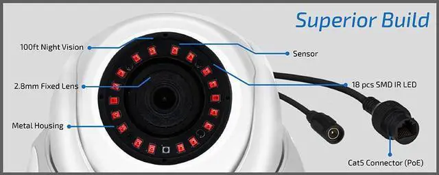 Alt view image 3 of 6 - GW Security 5MP IP PoE Outdoor Indoor Microphone Dome Security Camera (GW5091IP)