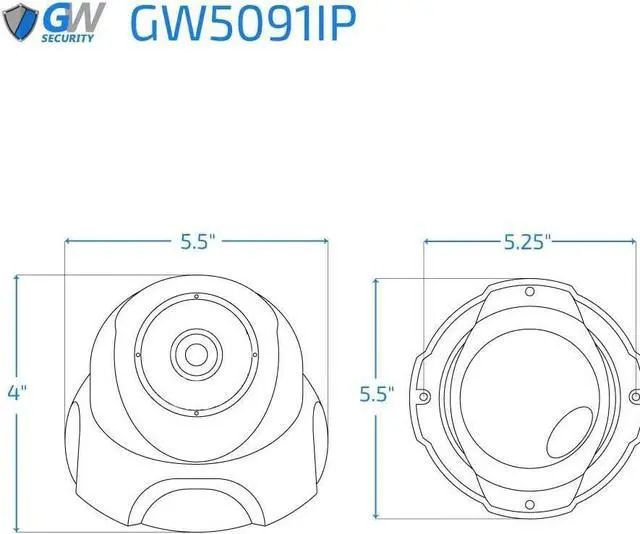 Alt view image 6 of 6 - GW Security 5MP IP PoE Outdoor Indoor Microphone Dome Security Camera (GW5091IP)