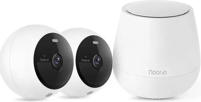 Main image of Noorio B200 2-Cam Kit with Hub, Wireless Security Camera System for Home, Indoor/Outdoor 1080p Cameras, Battery Powered, Motion Activated, Color Night Vision, Compatible with Alexa