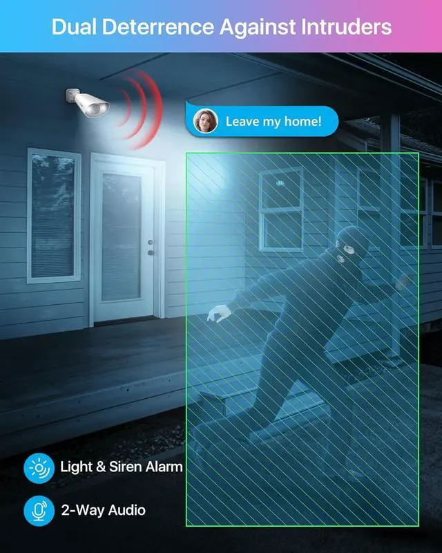 Alt view image 4 of 7 - Gadpiparty ZOSI 4K PoE Home Security Camera System,Person Vehicle Detection,Night Vision,Floodlight Siren,2 Way Audio,4pcs 8MP Outdoor Indoor PoE IP Cameras,8 Port 4K 16CH NVR with 2TB HDD for 24/7 R