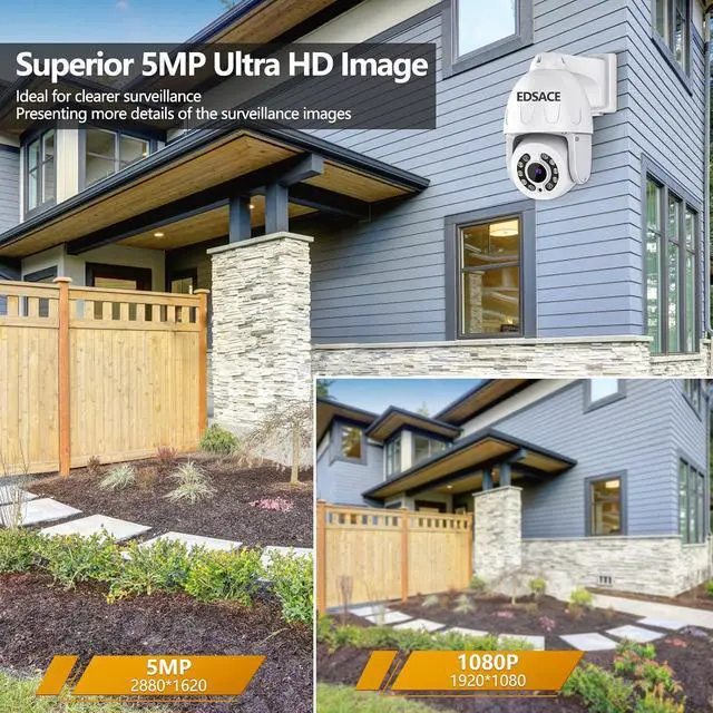 Alt view image 2 of 7 - 5MP poe security camera outdoor, Power over ethernet Speed Dome Camera with 2 way audio, AI human detection and zoom in, Metal IP66 weatherproof, work with nvr, pc, stand-alone poe camera system
