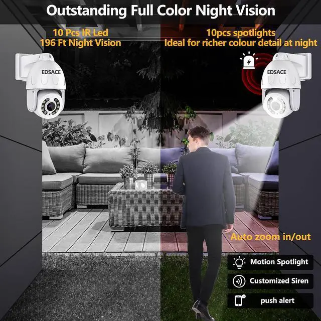 Alt view image 3 of 7 - 5MP poe security camera outdoor, Power over ethernet Speed Dome Camera with 2 way audio, AI human detection and zoom in, Metal IP66 weatherproof, work with nvr, pc, stand-alone poe camera system