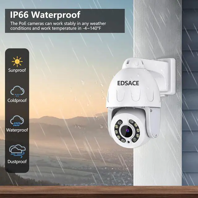 Alt view image 5 of 7 - 5MP poe security camera outdoor, Power over ethernet Speed Dome Camera with 2 way audio, AI human detection and zoom in, Metal IP66 weatherproof, work with nvr, pc, stand-alone poe camera system