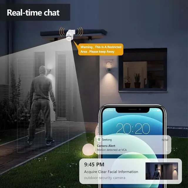 Alt view image 6 of 7 - 5MP poe security camera outdoor, Power over ethernet Speed Dome Camera with 2 way audio, AI human detection and zoom in, Metal IP66 weatherproof, work with nvr, pc, stand-alone poe camera system