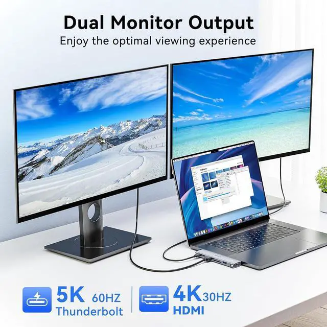 Alt view image 3 of 7 - USB C Adapter for MacBook Pro 2020, MacBook Pro USB Adapter HDMI MacBook Pro Dongle with 4KHDMI, 2 USB 3.0, TF/SD, USB-C 100W and Thunderbolt 3