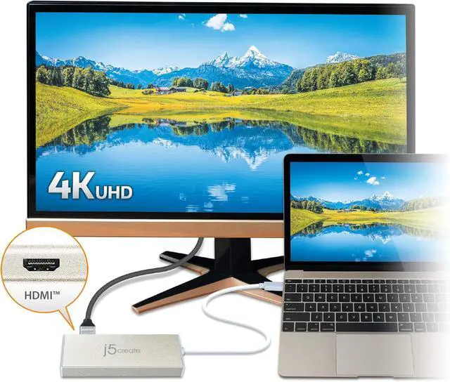 Alt view image 6 of 7 - j5create USB-C 3.1 Mini Hub- USB 3.1/3.0/2.0| HDMI 1920 x 1200 @ 60 Hz/VGA 1920 x 1200 @ 60 Hz | Gigabit Ethernet | Compatible with USB C Devices