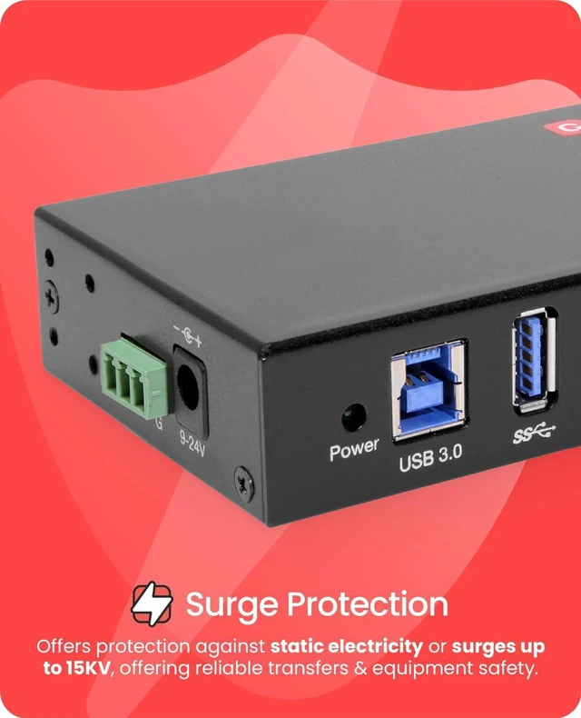 Alt view image 3 of 6 - GearMo 7-Port USB 3.0 Din Rail Mountable Hub