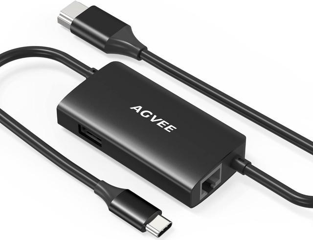 AGVEE Upgraded USB-C to Gigabit RJ45 Ethernet LAN Network Multiport  Adapter, Type-C to 4K HDMI Adapter, Portable Replacement Switch OLED Dock  Station