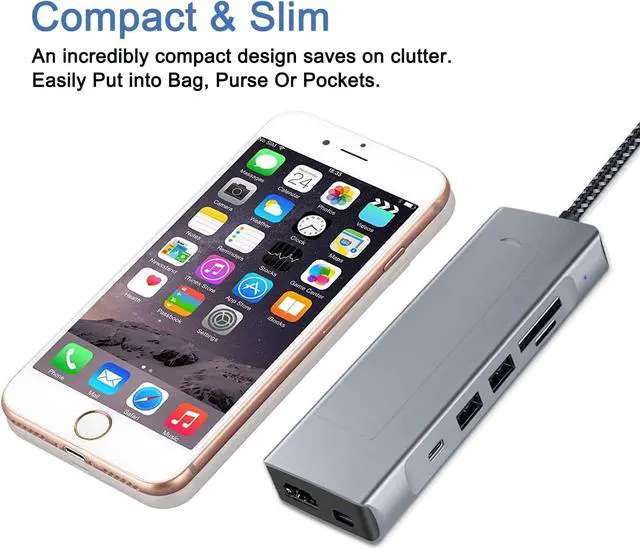 Alt view image 6 of 7 - GKI 8-in-1 USB C Hub with M.2 NVMe/SATA SSD Enclosure with 1 * 4K HDMI, 1*USB C 3.1, USB 3.0,USB 2.0, SD/Micro SD Card Slots, 100W PD Compatible with USB C Port of Computer.