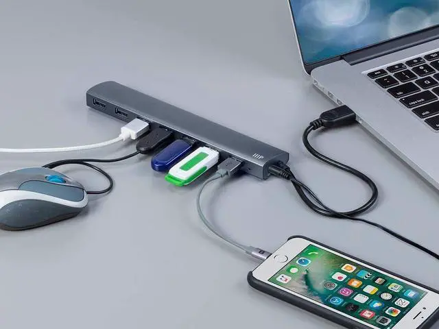 Alt view image 6 of 6 - Monoprice USB 3.0 Hub with AC Adapter | 7-Port, Aluminum
