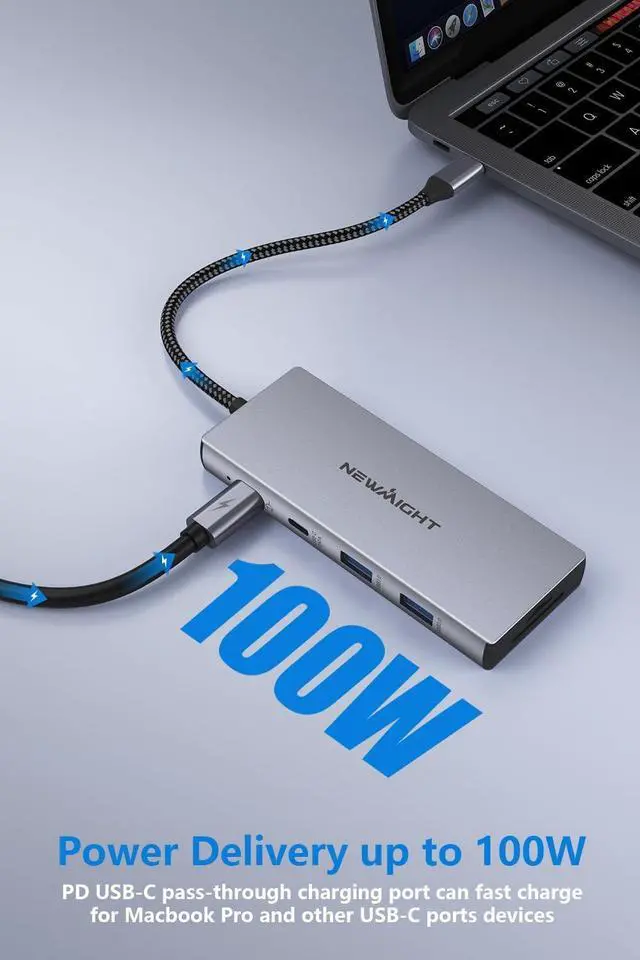 Alt view image 7 of 7 - USB C Docking Station, Newmight 9 in 1 USB C to 3 HDMI Adapter with 100W PD Charging, 2 USB A 3.0, USB C 3.0, SD/TF Card Reader, USB C Hub Multiple Monitor Adapter for MacBook HP Dell XPS Lenovo Yoga
