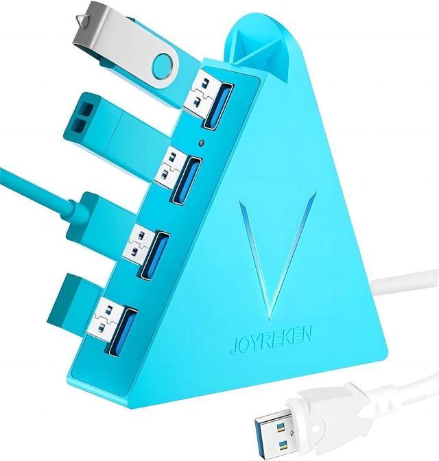 JoyReken 4-Port USB 3.0 Hub with 2 ft Extended Cable, FlyingVHUB Vertical  Data USB Hub