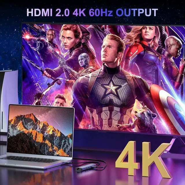 Alt view image 3 of 7 - USB C Hub Multiport Adapter, KOZYC 6 in 1 USB C to HDMI Dock with 1 HDMI 2.0, 1Gbps RJ45 Ethernet, 3 USB 3.0, 100W PD Compatible with MacBook Air/Pro, XPS13/15, Dell, HP, Samsung Galaxy S9/S9+