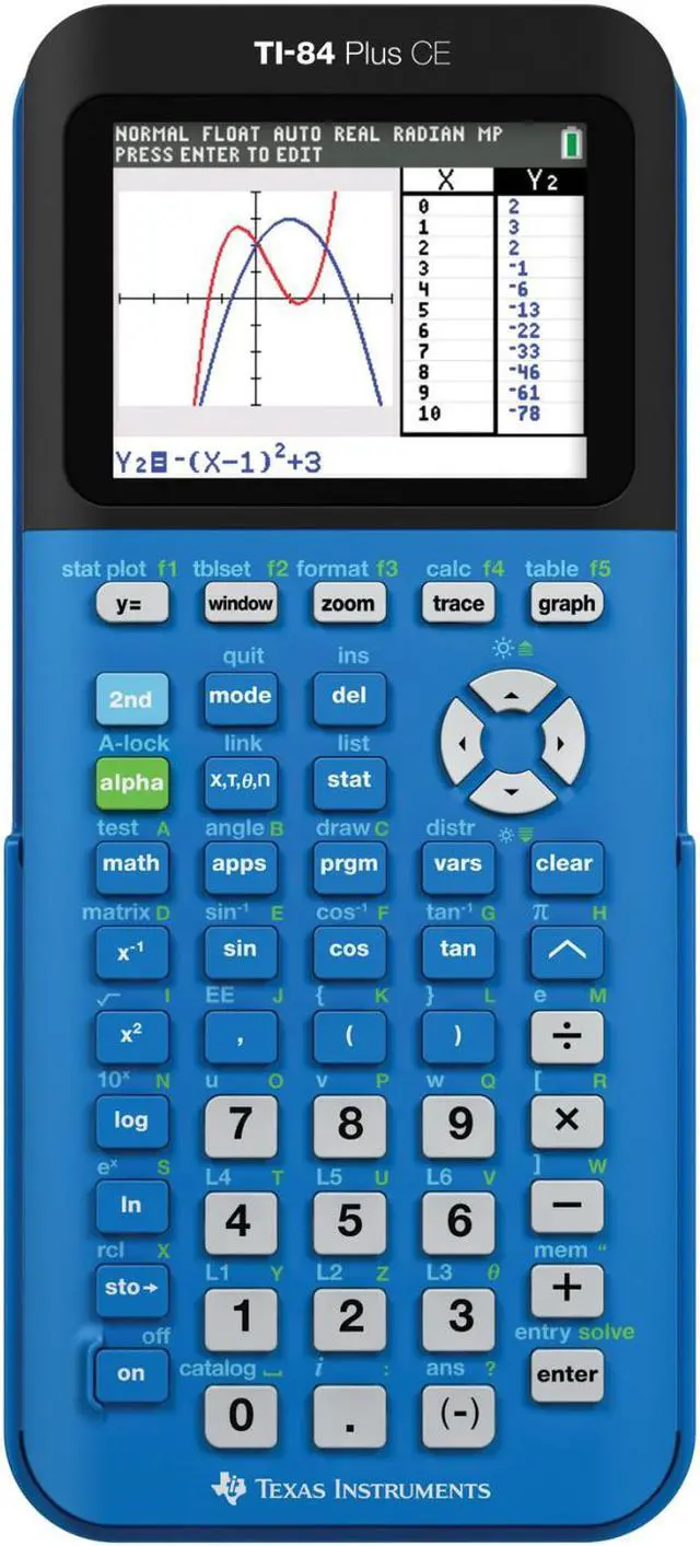 Alt view image 3 of 7 - Texas Instruments TI-84 Plus CE  Color Graphing Calculator Blue