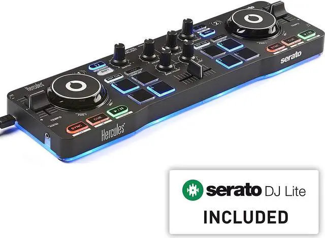 Alt view image 3 of 9 - Hercules DJCONTROL STARLIGHT Compact DJ Controller w/Built-in Serato Sound Card