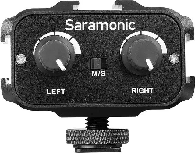 Alt view image 8 of 15 - Saramonic SR-AX100 Universal Audio Adapter/Shoe Expander with Stereo & Dual Mono 3.5mm Inputs for DSLR Cameras & Camcorders