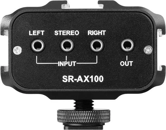 Alt view image 7 of 15 - Saramonic SR-AX100 Universal Audio Adapter/Shoe Expander with Stereo & Dual Mono 3.5mm Inputs for DSLR Cameras & Camcorders
