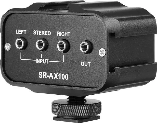 Alt view image 9 of 15 - Saramonic SR-AX100 Universal Audio Adapter/Shoe Expander with Stereo & Dual Mono 3.5mm Inputs for DSLR Cameras & Camcorders