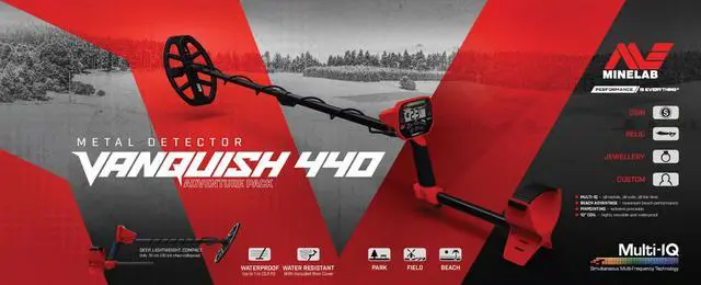 Alt view image 10 of 17 - Minelab VANQUISH 440 Metal Detector, 10x7" Double-D Coil, Multi-IQ Frequency