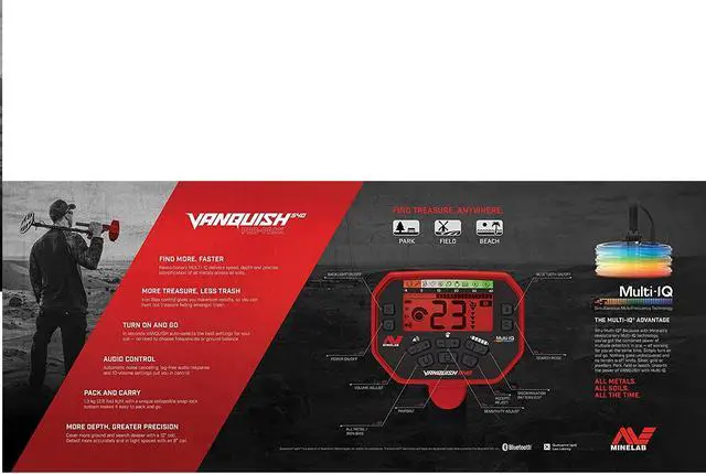 Alt view image 12 of 19 - Minelab VANQUISH 540 Pro Pack Detector, 12x9"/8x5" Double-D Coils, Multi-IQ Freq