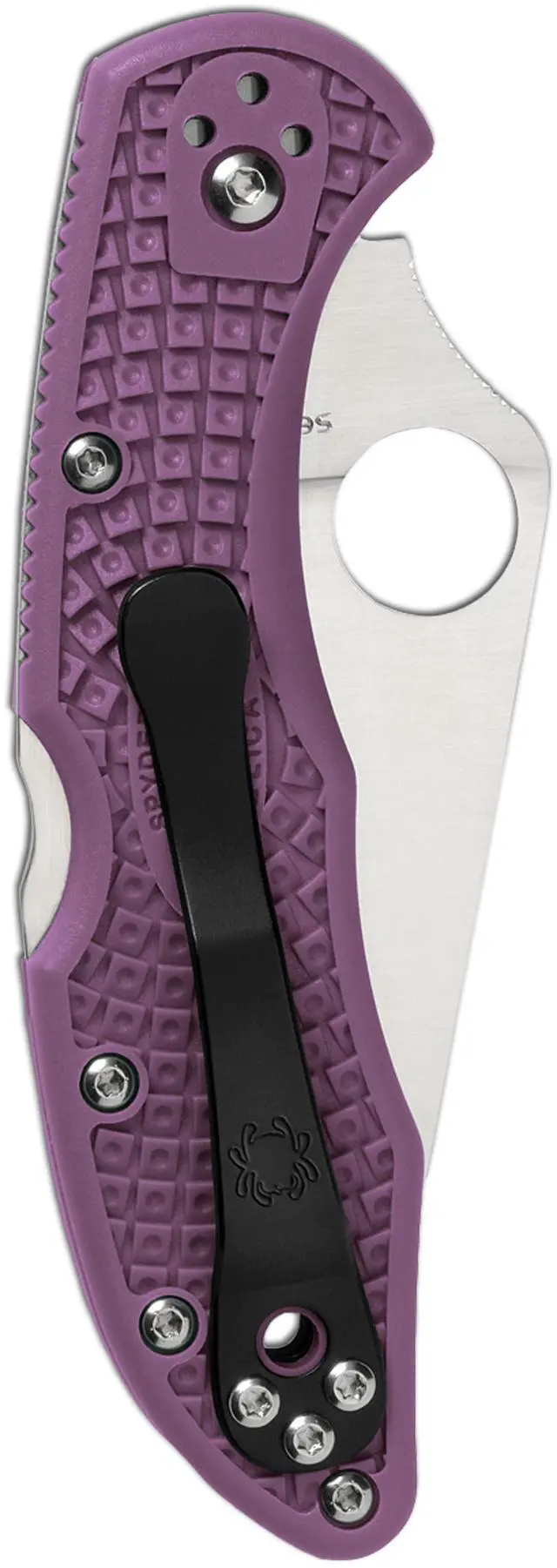 Alt view image 12 of 20 - Spyderco Delica 4 Folder 2.88 in Plain Purple FRN Handle