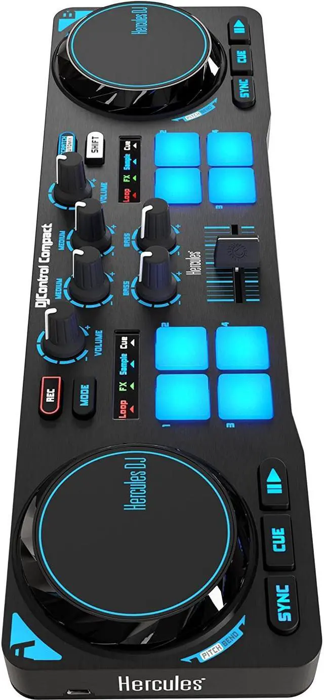 Alt view image 18 of 20 - Hercules 4780843 DJControl Compact super-mobile USB Controller with 8 Trigger Pads and 2 Virtual Turntable Decks