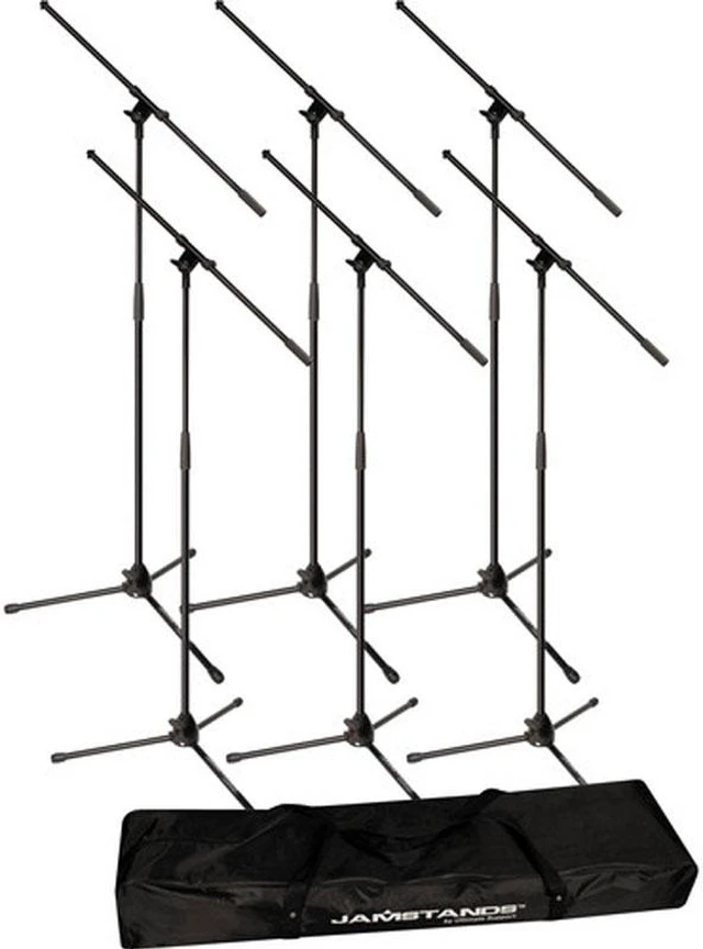 Alt view image 16 of 20 - Ultimate Support JS-MCFB6PK | 6-Pack Tripod Mic Stands with Boom Arms | Includes Carry Bag