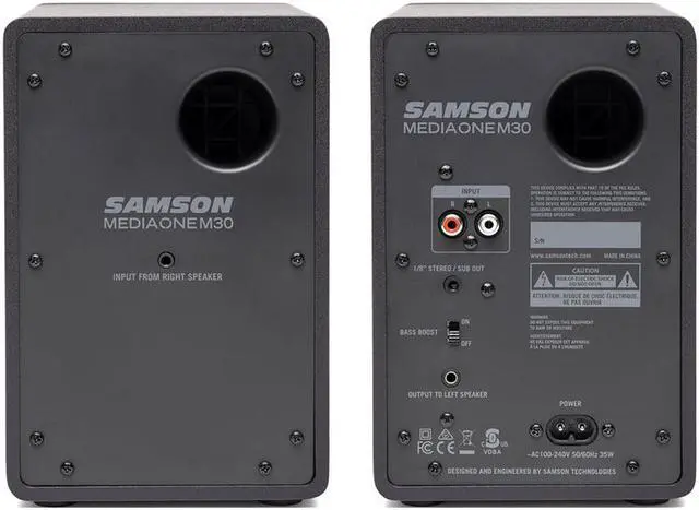 Alt view image 15 of 20 - Samson MediaOne M30 Powered Studio Monitors (Pair)