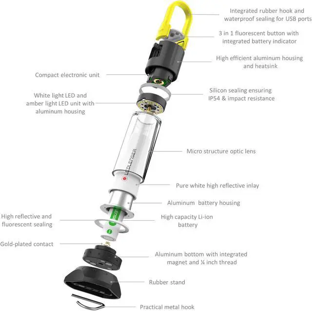 Alt view image 4 of 11 - LEDLENSER iA6R Outdoor Lantern, Rechargeable - Black & Yellow