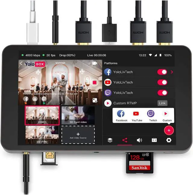 Alt view image 8 of 14 - Yololiv YoloBox Portable Multi-Camera Live Streaming Device #664918139056
