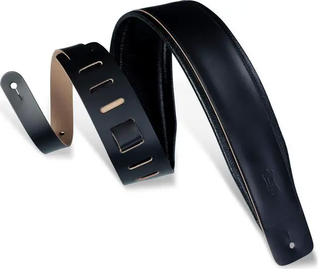Alt view image 3 of 8 - Levy's 2.5" Foam Padded Leather Guitar Strap, Black