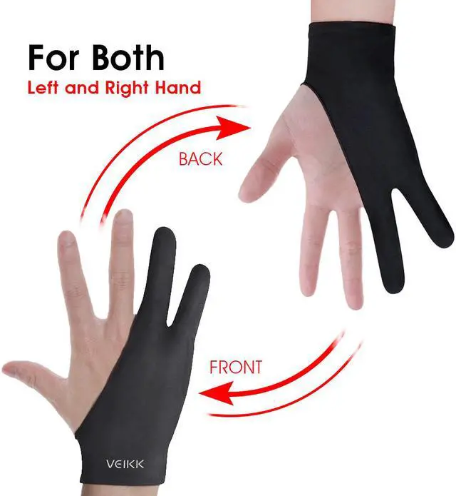 Alt view image 4 of 5 - VEIKK Artist Glove for Drawing Tablet Free Size, 1 Unit for Left-Handed or Right-Handed- Black